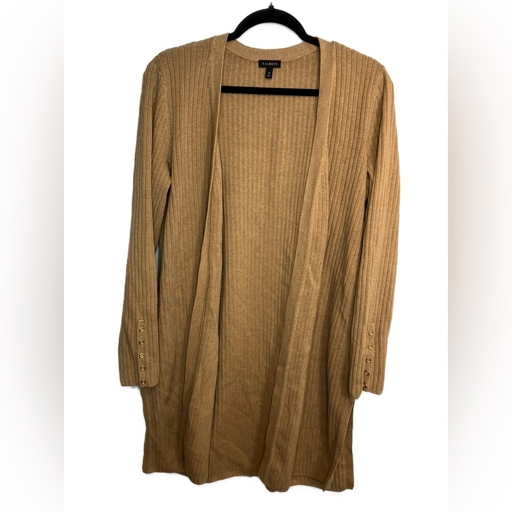 Talbot’s Ribbed Knit Duster Cardigan Camel- sz M